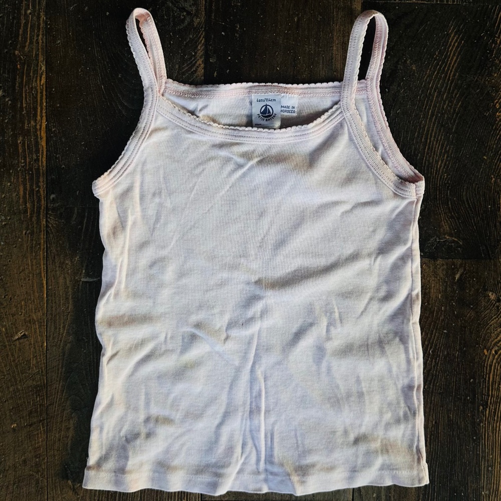 Petit Bateau Girls light pink melange/heather Cotton Camisole – Size 6 (114 cm)